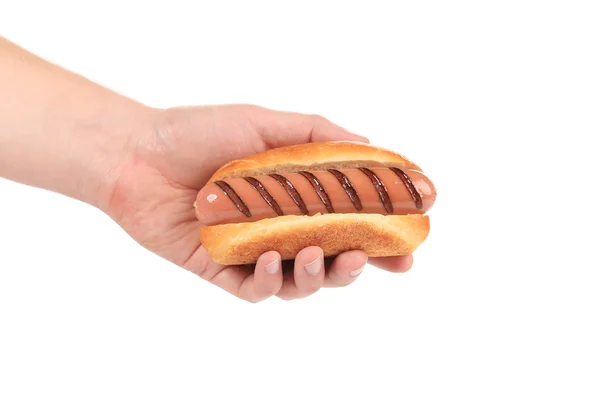 Hot dog fritto in mano . — Foto Stock