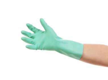 temizlik için aquamarine lateks eldiven.
