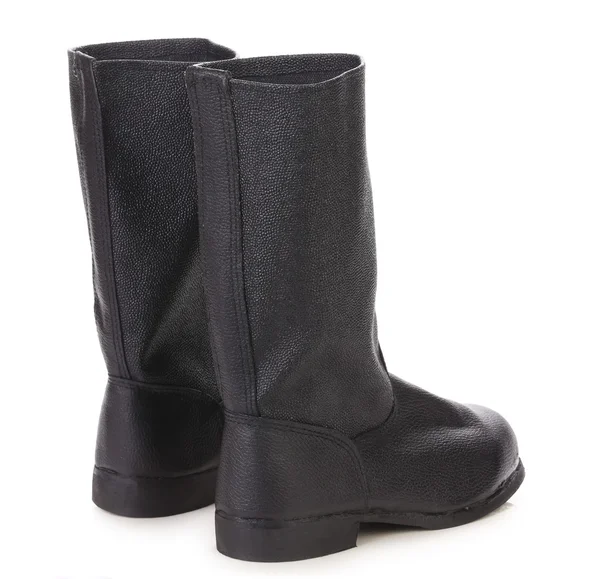 Bottes hautes en cuir noir . — Photo