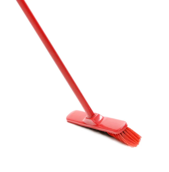 Red broom for cleaning. — Stock Photo, Image