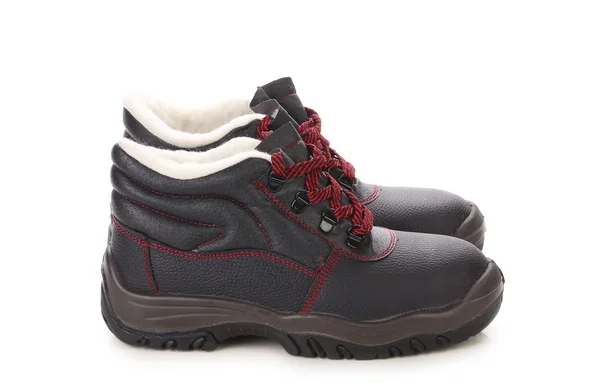 Black boots with red laces — Stock Photo, Image