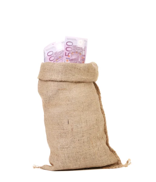 Sack with euro bills — Stock Photo, Image