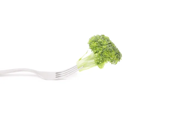 Broccoli freschi su una forchetta — Foto Stock