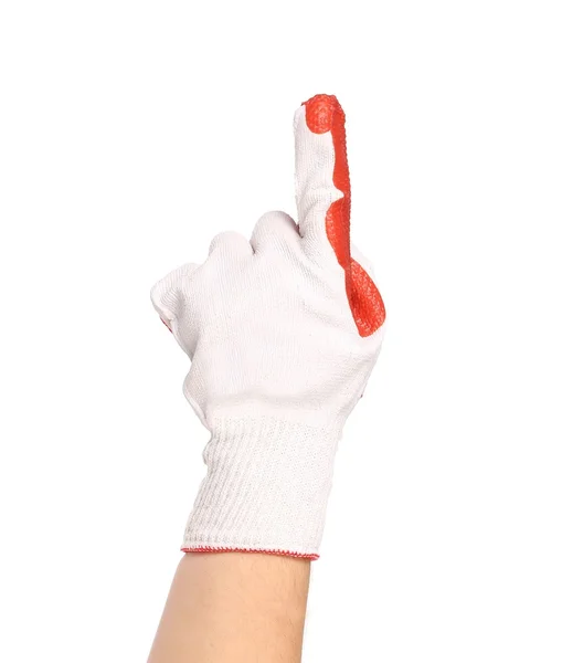 Hand in gloves shows one. — Stock Photo, Image