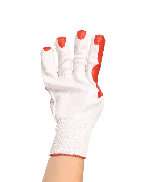 Hand in gloves shows four — Stock Photo, Image