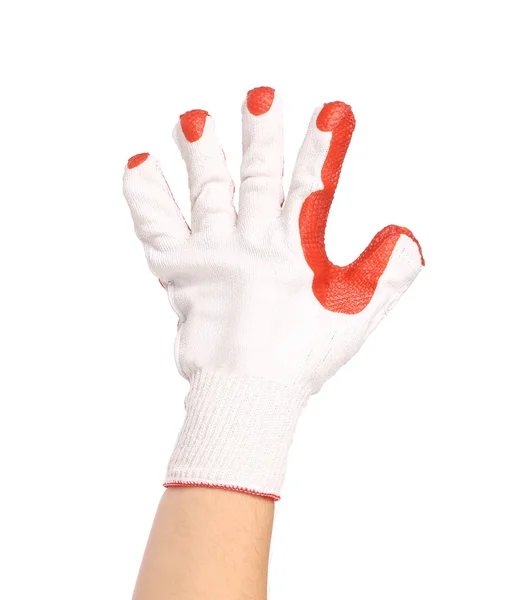 Рука в рукавичках показує п'ять — стокове фото