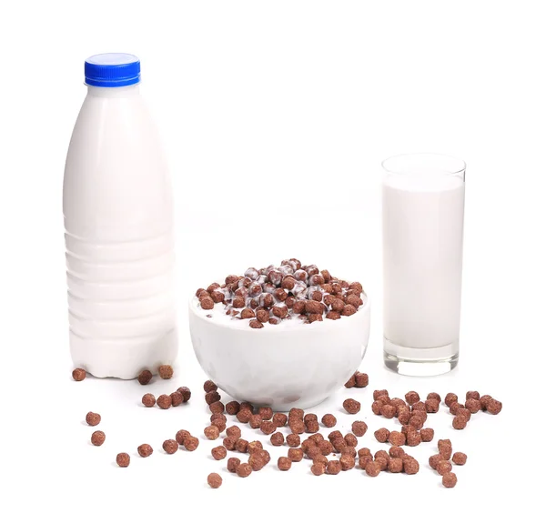 Mísa Kukuřičné vločky a mléka — Stock fotografie