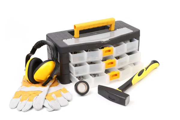 Black toolbox with tools. — Stock Photo, Image