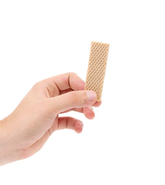 Hand holds tasty waffle. — Stock Photo, Image