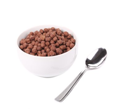 beyaz porselen kase çikolatalı gevrekler.