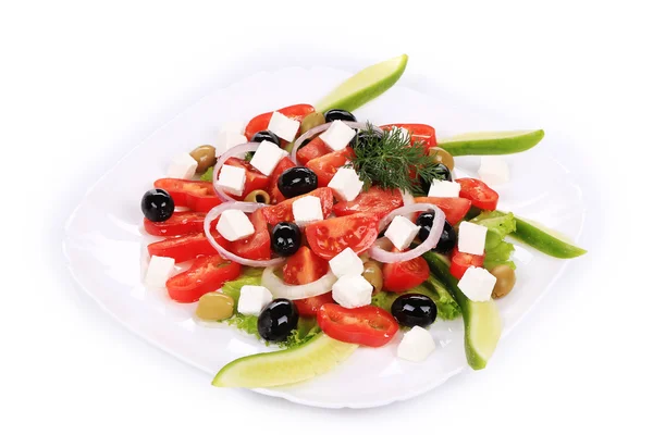 Grekisk sallad i plattan. — Stockfoto