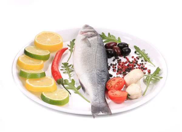 Seabass and vegetables. — Stock Photo, Image