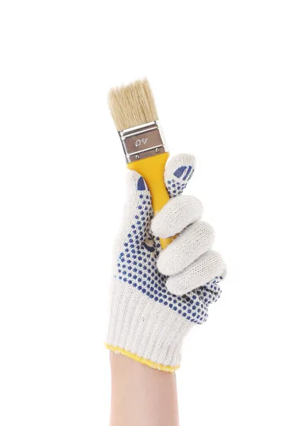 Hand with paint brush. — Stock Photo, Image