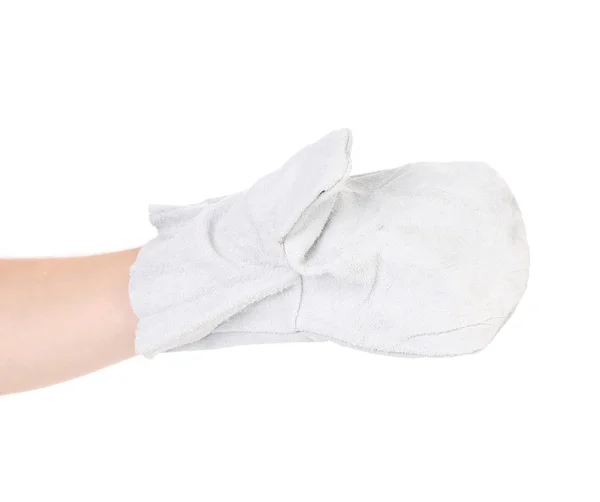 Handschuh mit weißem Leder-Arbeitshandschuh. — Stockfoto