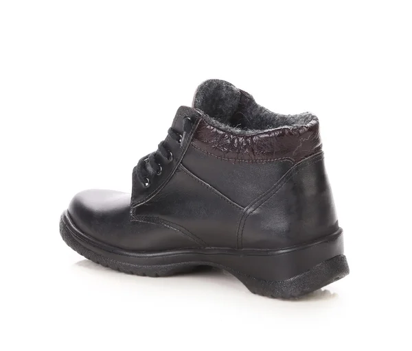 Černé boty s šedý pruh. — Stock fotografie