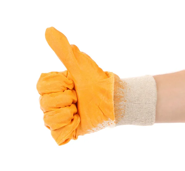 Worker glove thumbs up. — Stock Photo, Image