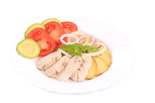 Sliced chicken fillet and vegetables. — Stock Photo, Image