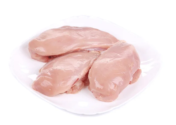 Raw chicken fillets on the plate. — Stock Photo, Image