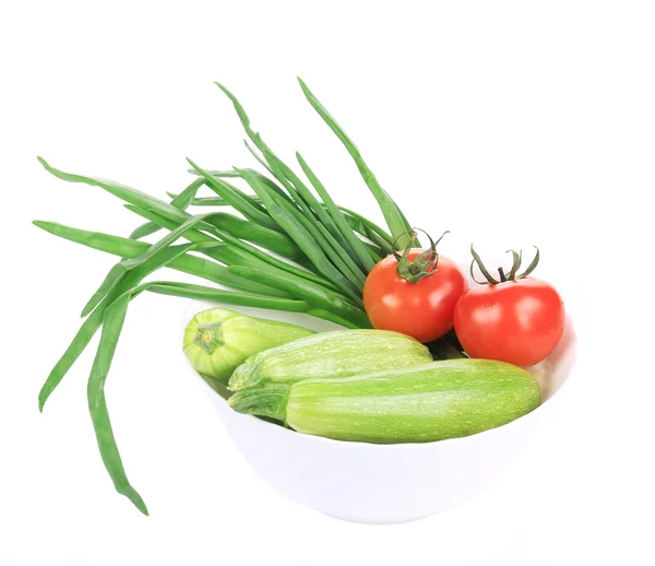 Courgettes, spring onions and tomatoes. — Stock Photo, Image