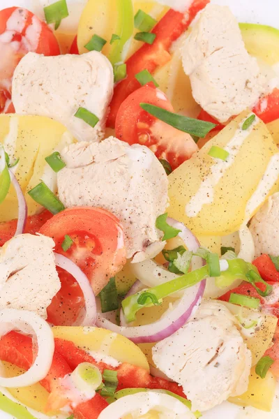 Kippensalade met aardappelen. — Stockfoto