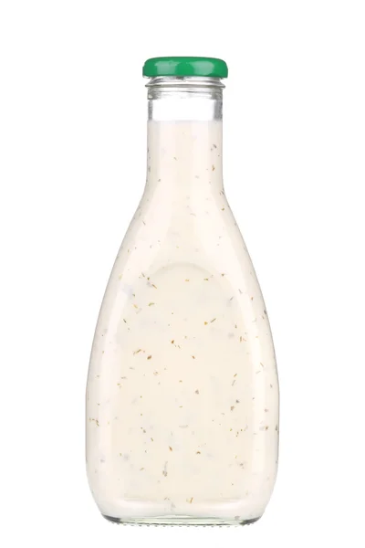 Bouteille en verre de sauce blanche . — Photo