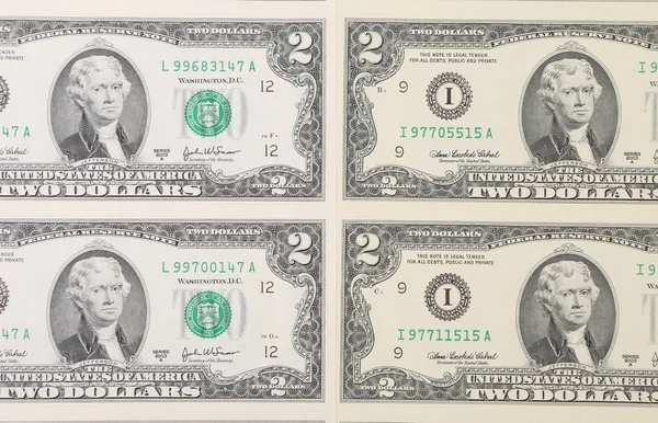 Two dollar bills. — Stock Photo, Image