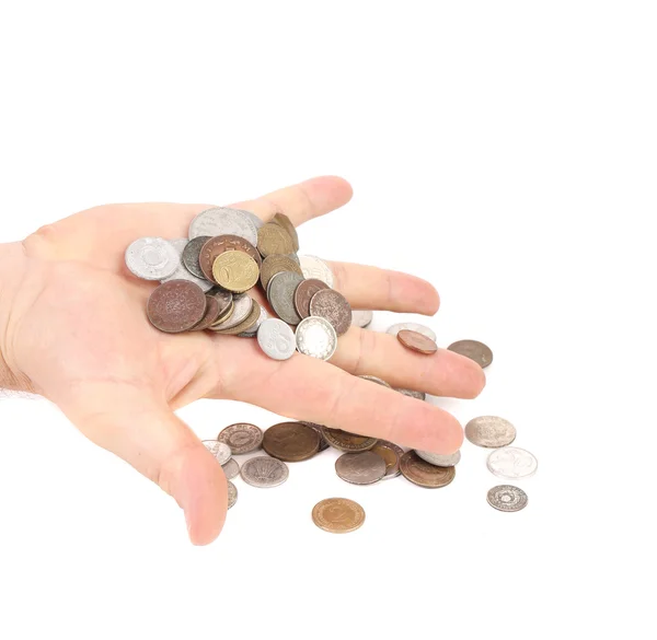 Coins spilled from hand. — Stock Photo, Image
