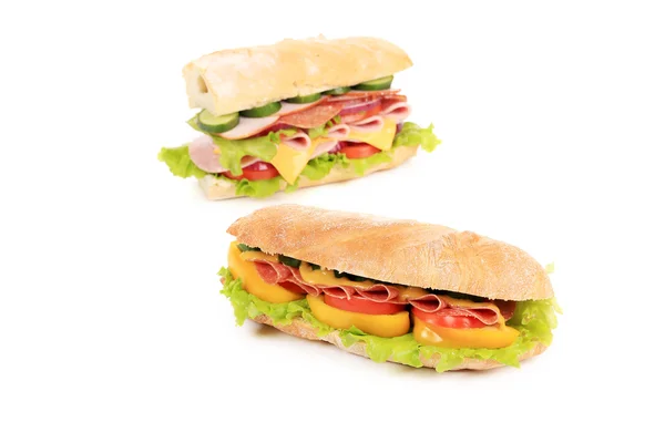 Sandwiches with ham, cheese and tomato. — Stock Photo, Image
