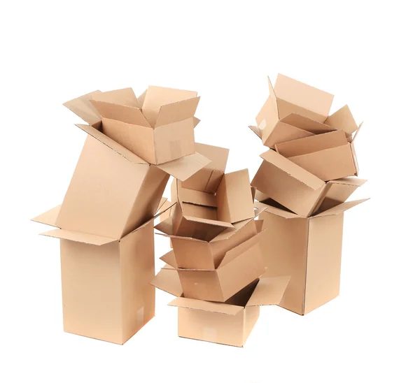 Geopend van kartonnen dozen. — Stockfoto