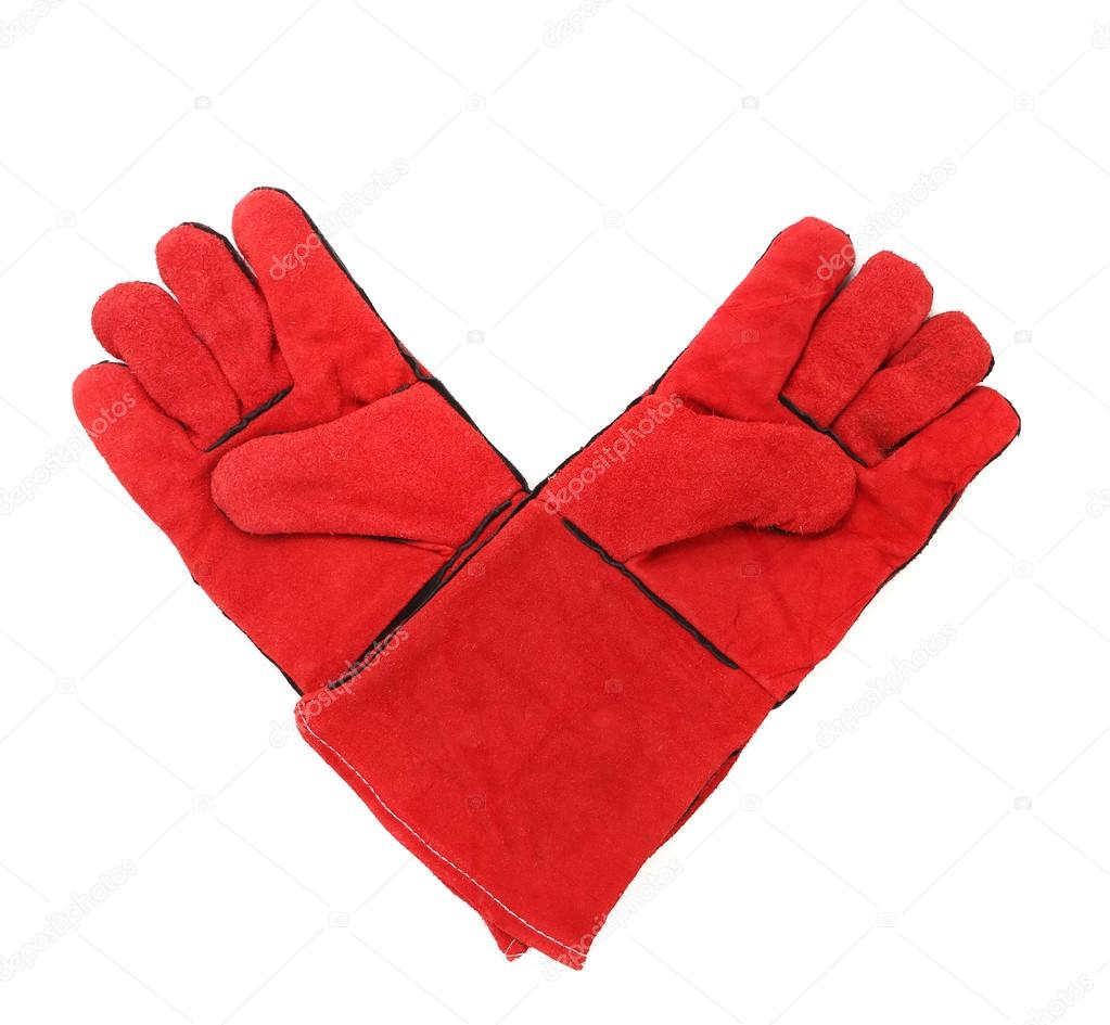 Red warm gloves.