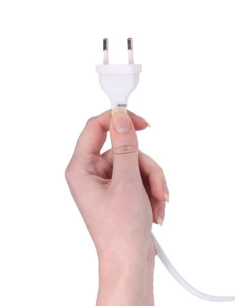 Hand holds electric plug. — Stock Photo, Image