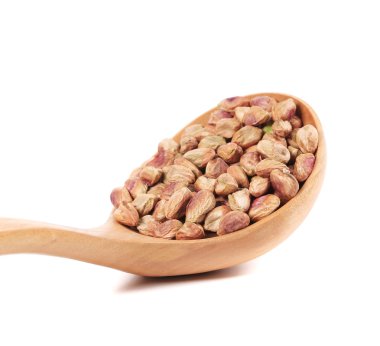 tahta kaşık ile Antep fıstığı.