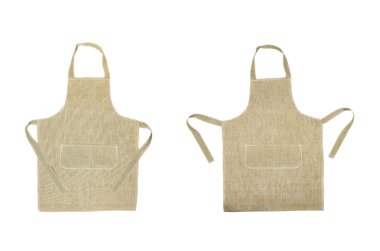 Two kitchen gray aprons. Front view. clipart
