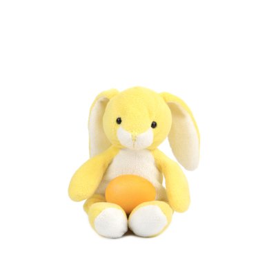 sepet Paskalya yortusu yumurta ve kabarık kurnaz tavşan.