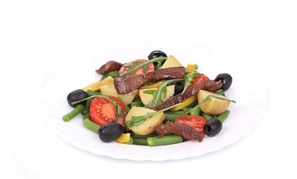 Salad with beef fillet and potatoes. — Stock Photo, Image