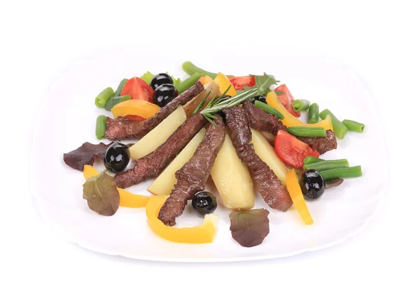 Salad with beef fillet and potatoes. — Stock Photo, Image