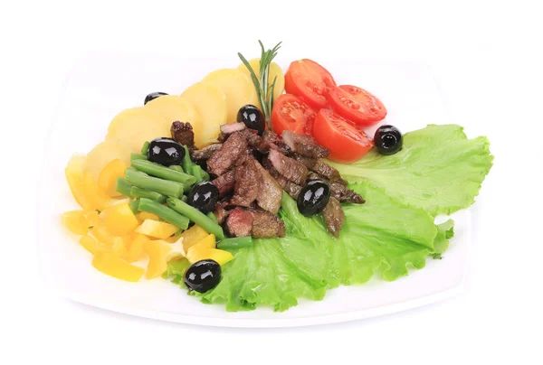 Salad with beef fillet and potatoes. — Stock Photo, Image