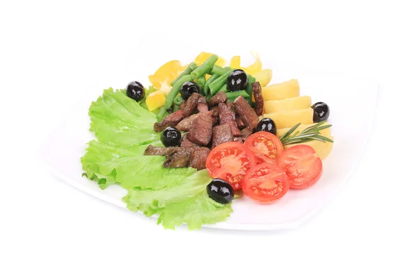 Salad with beef fillet and potatoes. — Stock Photo, Image