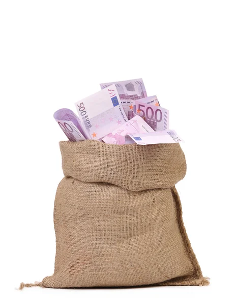 Sack with euro bills. — Stock Photo, Image