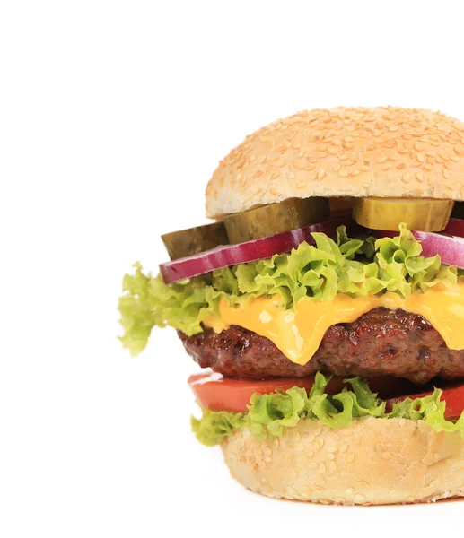 Duży smaczny hamburger. — Zdjęcie stockowe
