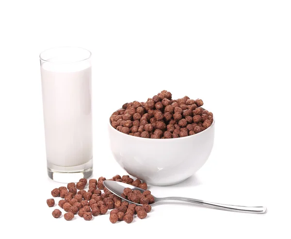 Bowl of chocolate flakes and milk. — Stock Photo, Image