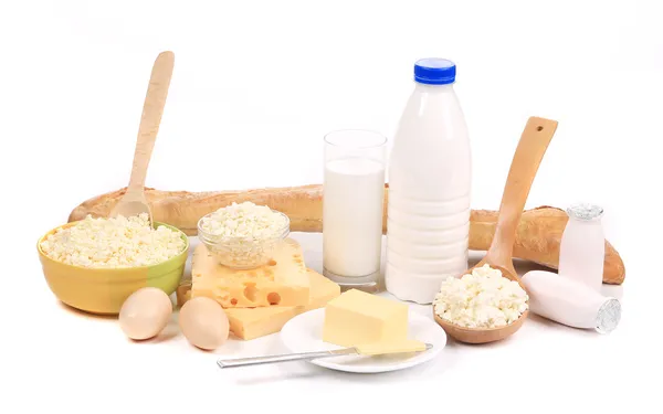 Dairy products and eggs. — Stock Photo, Image