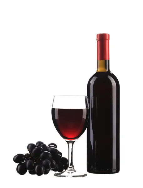 Red wine bottle and glass. — Stock Photo, Image