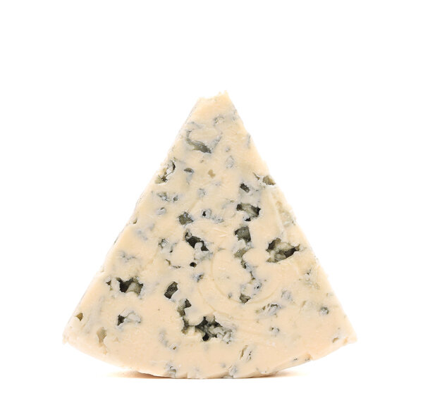 Slice of dor blue cheese.
