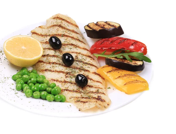 Grilled fish fillet with vegetables. — Stock Photo, Image