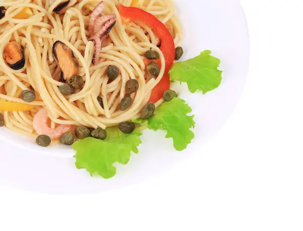 Mořský salát s špagety. — Stock fotografie