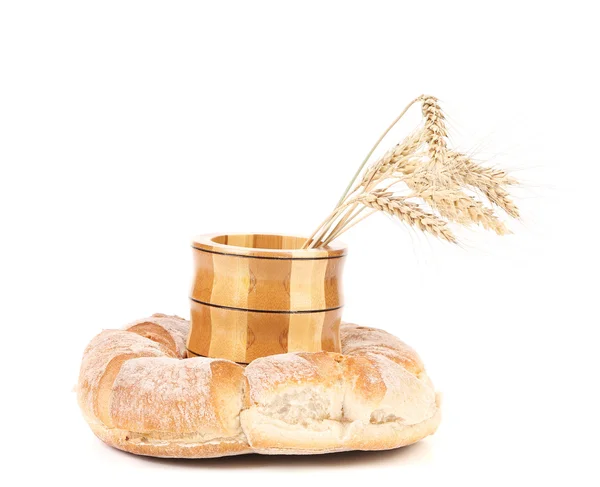 Healthy bread and wheat ears. — Stock Photo, Image