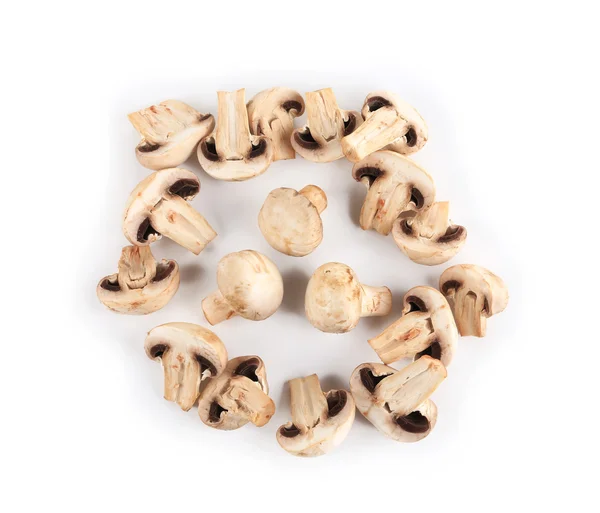 Sliced of raw mushrooms on white. — Stock Photo, Image