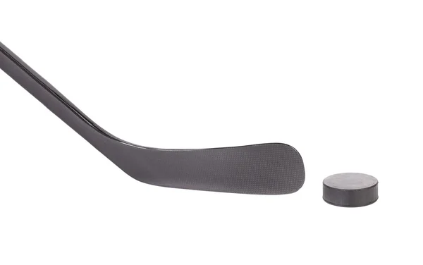 Palo y disco de hockey sobre hielo negro . —  Fotos de Stock