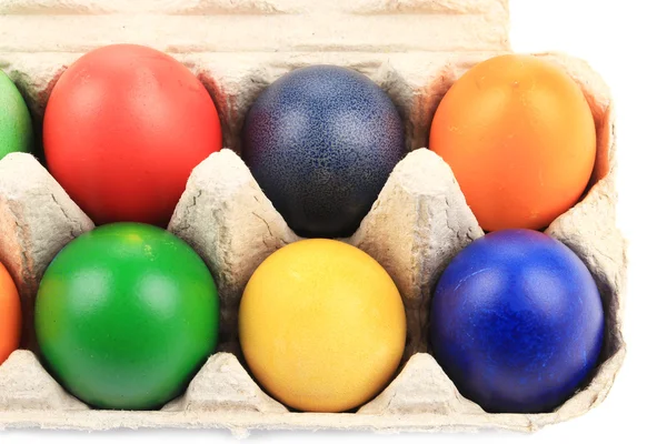 Fresh colourful eggs in case. — Stock Photo, Image
